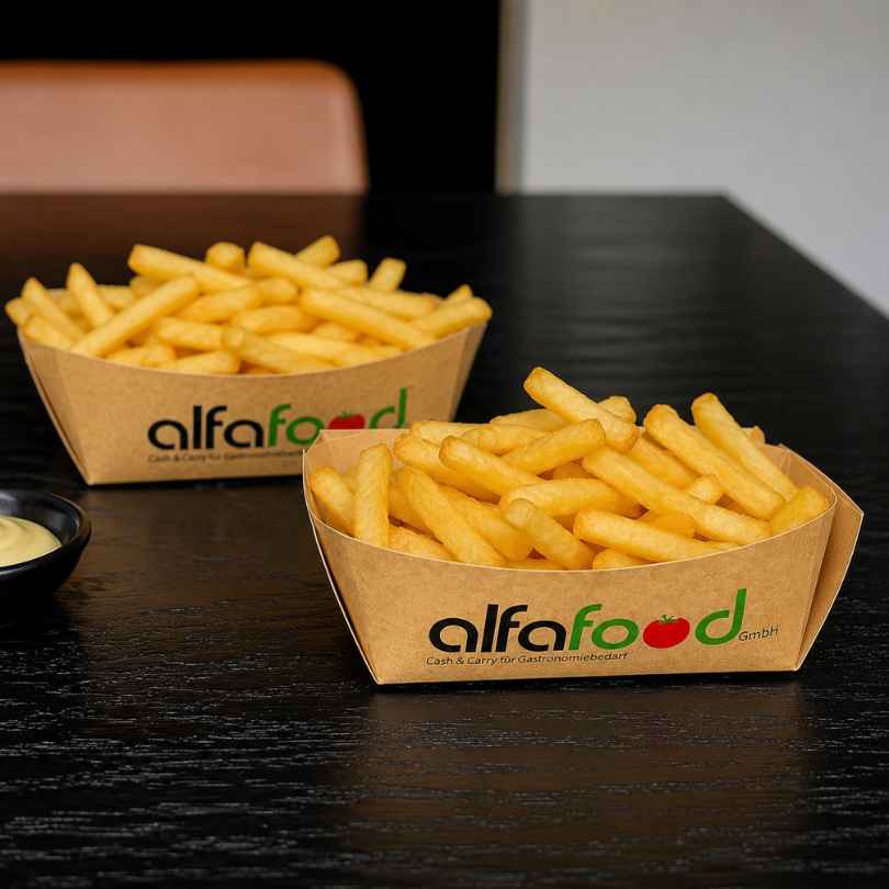 Individuell bedruckte Alfa Food Pommesverpackung